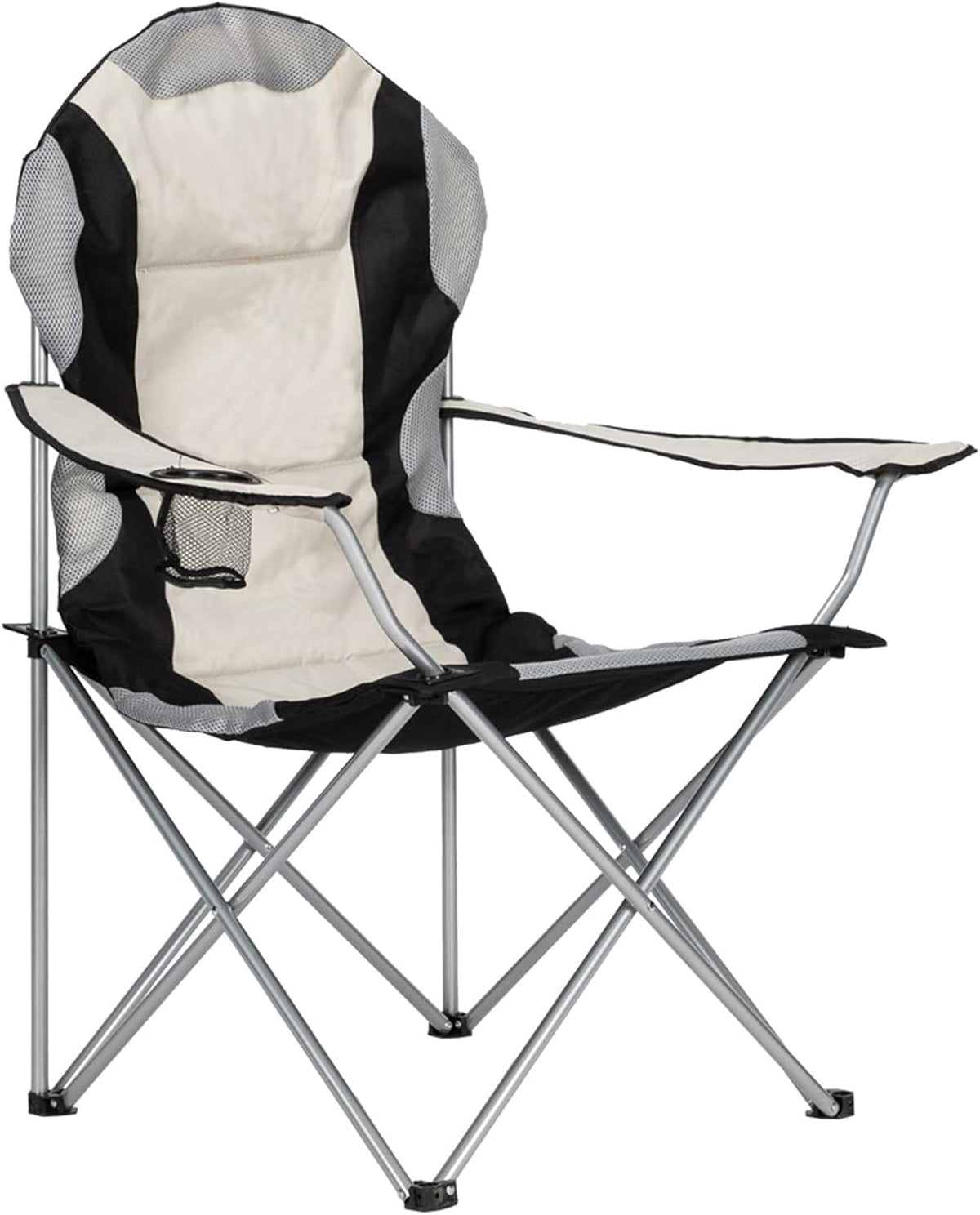 Camping Folding Chair,Portable Folding Chair with Arm Rest Cup Holder and Carrying and Storage Bag for Outdoor, Camp, Indoor, Patio, Supports 330lbs (Grey Black, Modern)