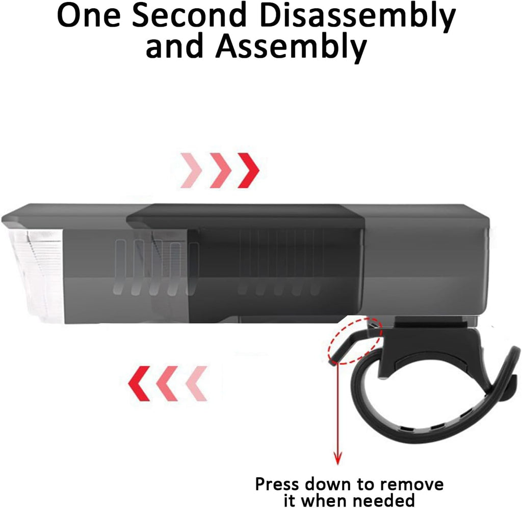 Bike Light, USB Rechargeable Headlight, IPX4 Waterproof, 3 Modes