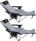 Reclining Camping Chair with Removable Footrest Lounge Chair with Headrest, Cotton Cushion, Portable Adjustable Folding Chairs