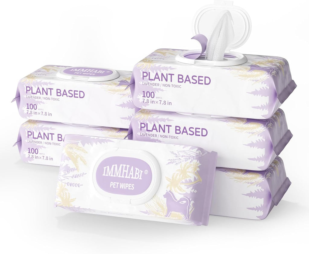 IMMHABI 400 Count Lick-Safe Dog Wipes, Lavender Plant-Based Hypoallergenic Dog Wipes for Paws, Butt, and Anal Gland Care, Cleansing & Deodorizing for Puppies