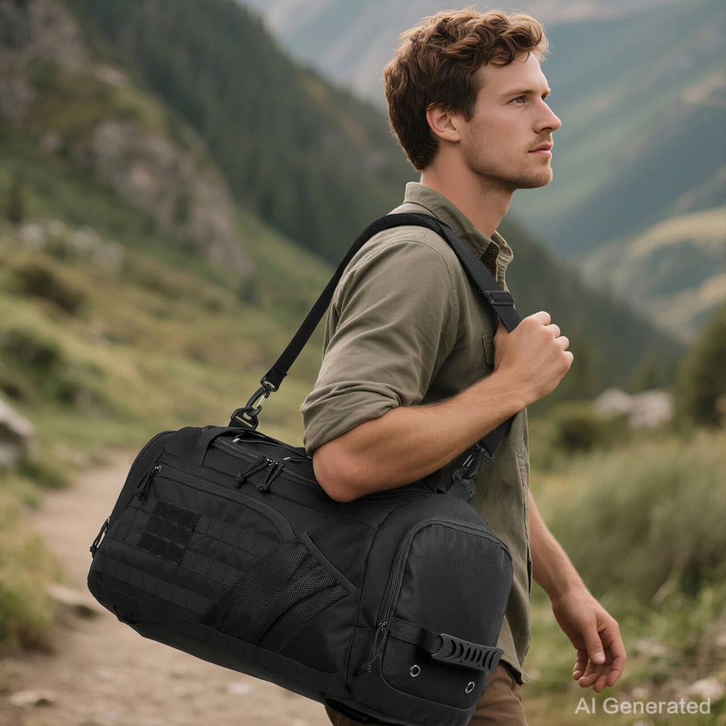 3-in-1 Tactical Gym & Travel Duffle Bag Backpack Men Multi-Functional 45L Military Sports Duffle Bag with Shoe Compartment & Wet Pocket for Workout Weekender Overnight Bag with Molle Webbing, Black