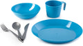 GSI Outdoors Cascadian Table Set I 6-Piece Camping, Backpacking Mess Kit, Plastic BPA Free, Plate, Bowl, Mug, Cup & Cutlery Set