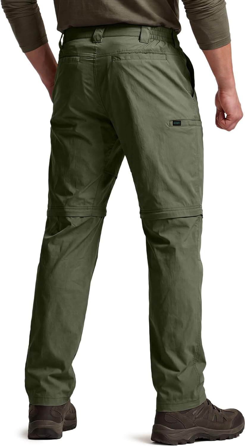 CQR Men's Convertible Cargo Tactical Pants, Water Resistant Outdoor Hiking Pants, Zip Off Lightweight Stretch Work Pants