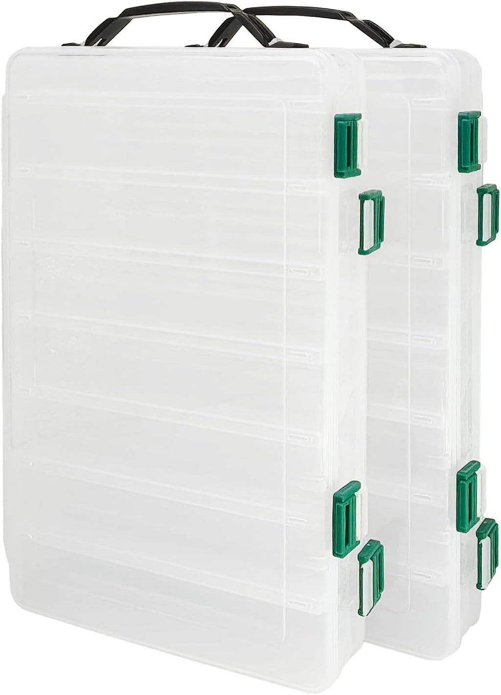 Double-Sided Fishing Lure Hook Tackle Box Visible Hard Plastic Clear Fishing Lure Bait Squid Jig Minnows Hooks Accessory Storage Case Container (Clear-14 Slots)
