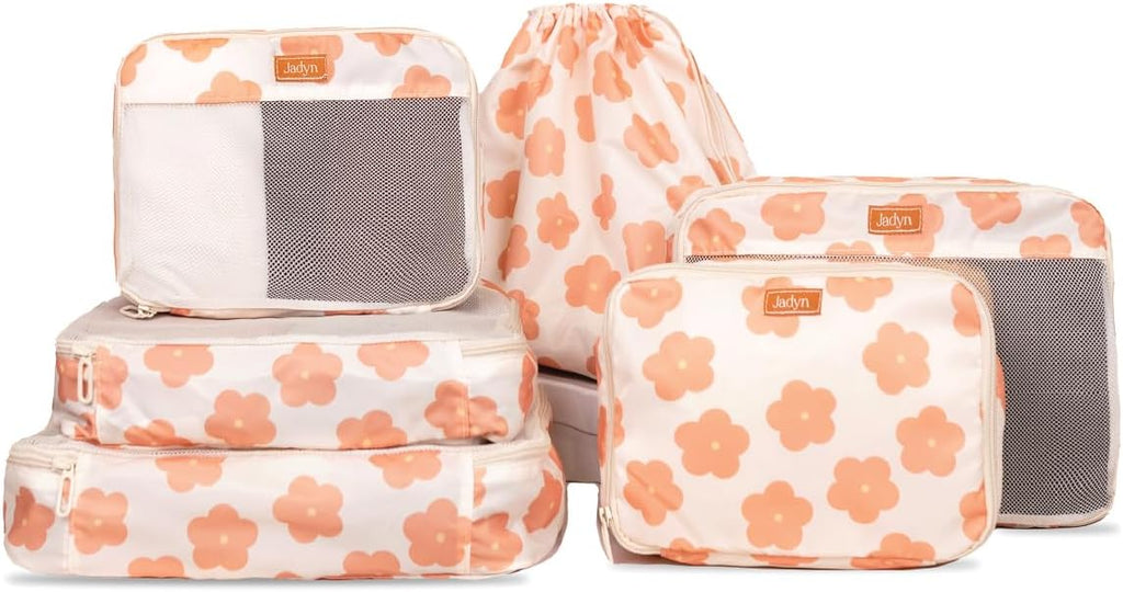 Jadyn Packing Cubes for Travel, 6-Piece Large Packing Cube Organizer Set for Suitcase, Duffel Bag, Luggage, Multiple Sizes Travel Essentials (Desert Foliage)