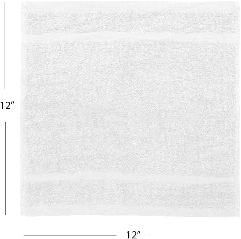 Avalon Towels Cotton Washcloths – (Pack of 60) Size 12x12 Inches, 100% Ring Spun Cotton, Soft & Absorbent Face Towels, Gym Towels, Hotel and Spa Quality, Reusable Fingertip Towels (White)