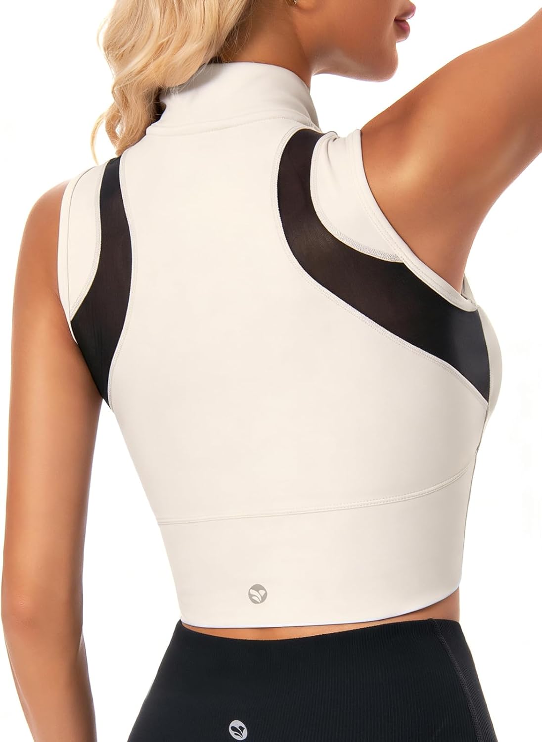AARYA Zip Front Cropped Workout Tank Tops with Built in Bra