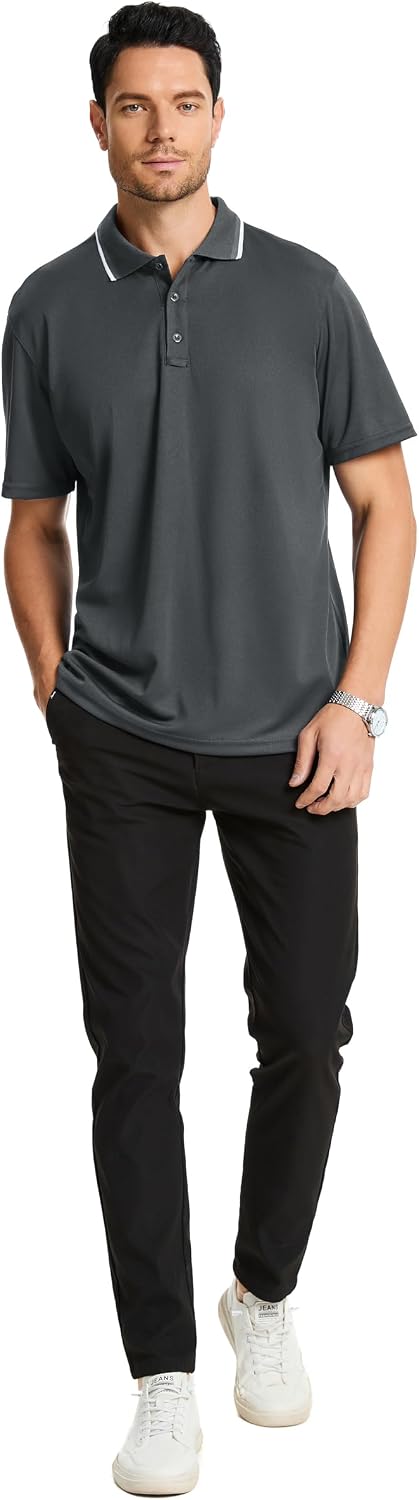3 Pack Mens Golf Polo Shirt Short Sleeve Quick Dry Moisture Wicking