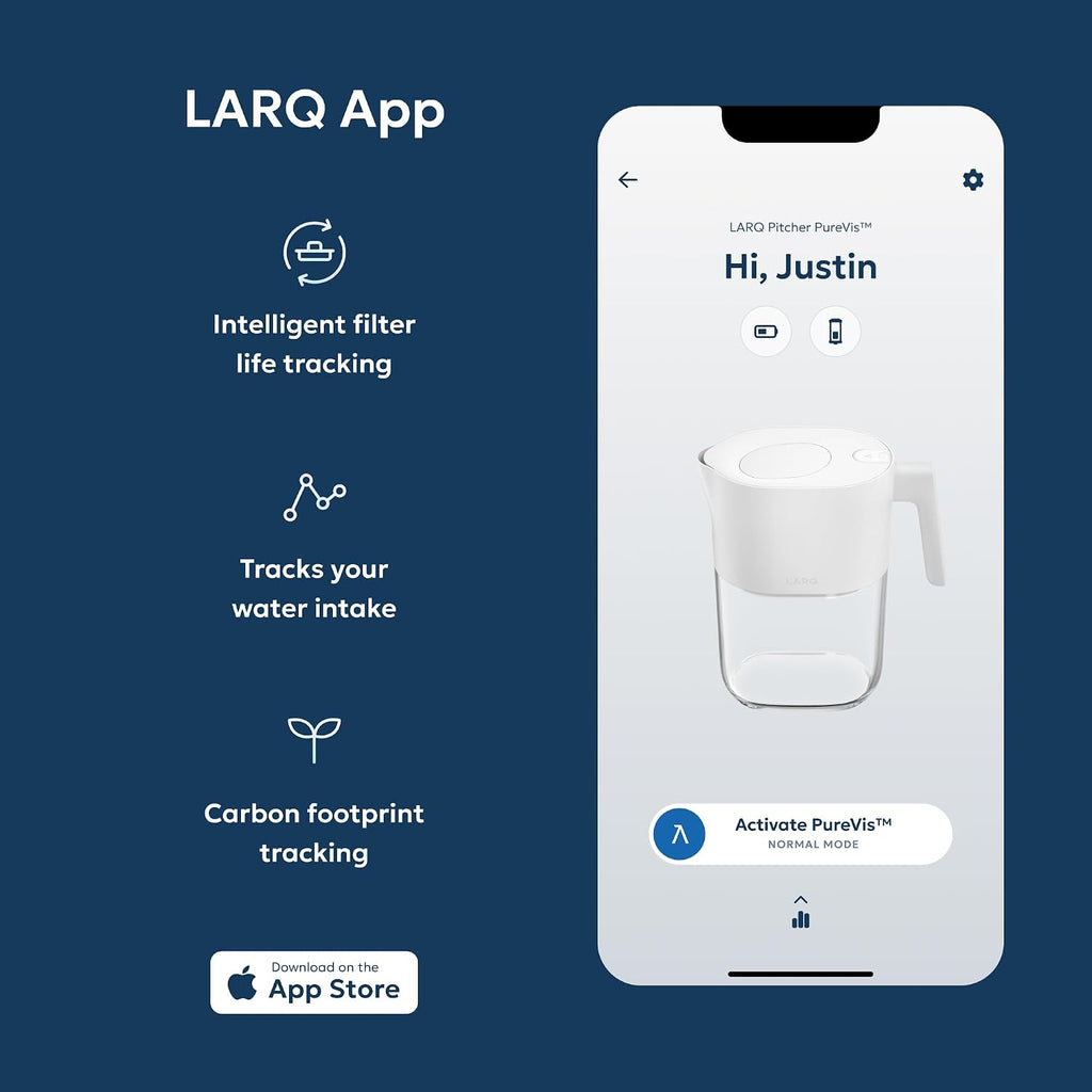 LARQ PureVis 3-in-1 Smart Water Filter Pitcher with UV-C Purifier and App