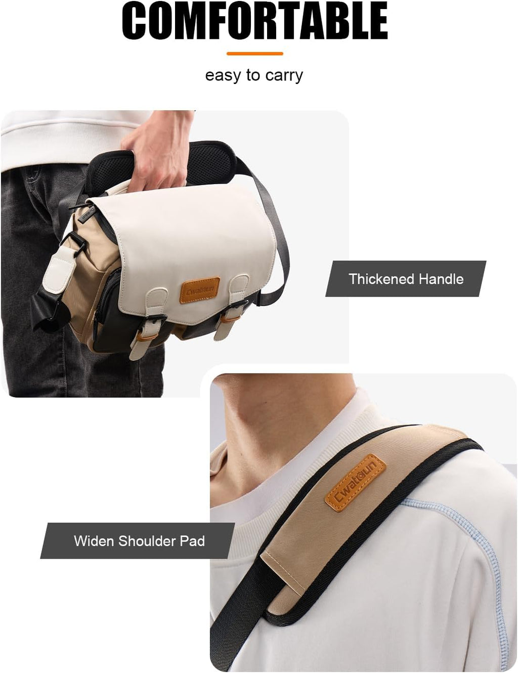 Cwatcun Midi Camera Sling Bag, Waterproof Crossbody Case with Tripod Holder