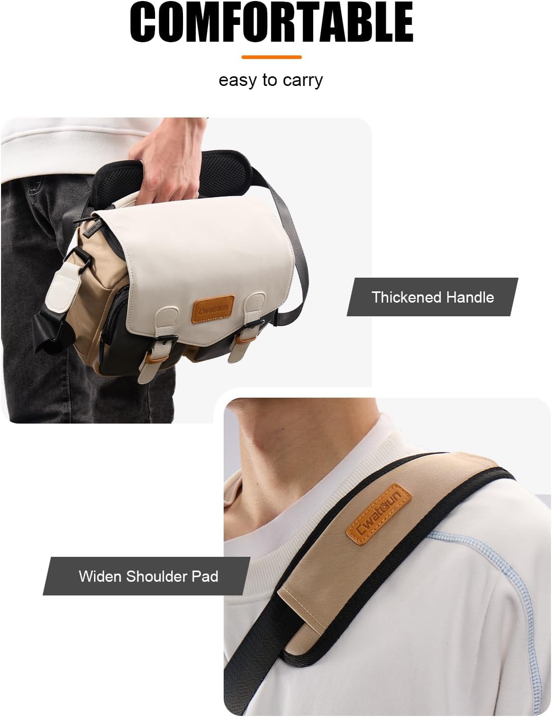 Cwatcun Midi Camera Sling Bag, Waterproof Crossbody Case with Tripod Holder
