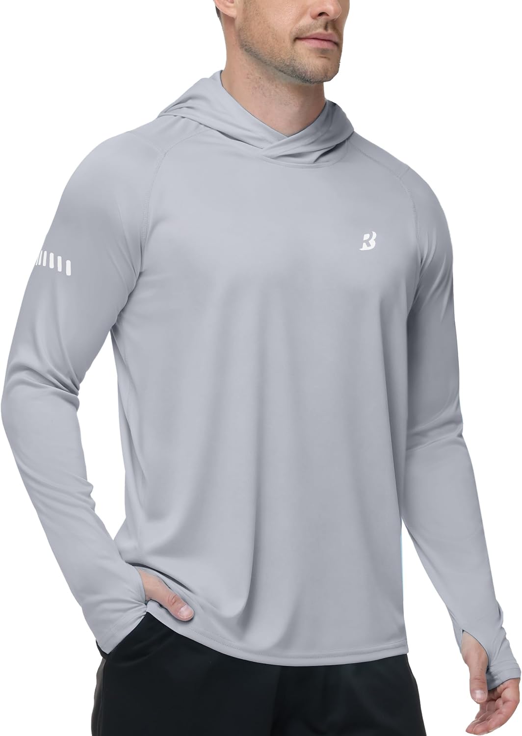 Roadbox Men's UPF 50+ Sun Hoodie, UV Long Sleeve Fishing Shirts Rash Guard
