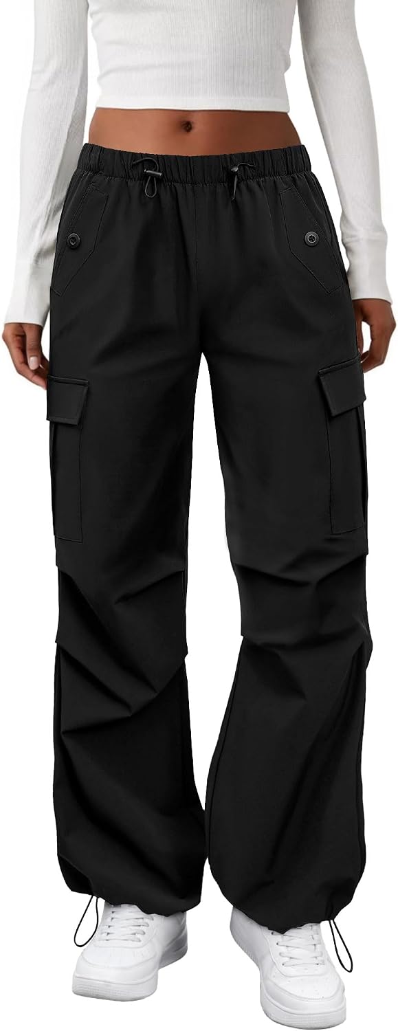 COPYLEAF Cargo Pants Women Parachute Baggy Hiking Pants with Pockets Travel