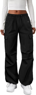 COPYLEAF Cargo Pants Women Parachute Baggy Hiking Pants with Pockets Travel | Water Resistant, Quick Dry, Lightweight, 4 Utility Pockets, Adjustable Waist & Cuffs for Camping Outdoor Casual Fishing