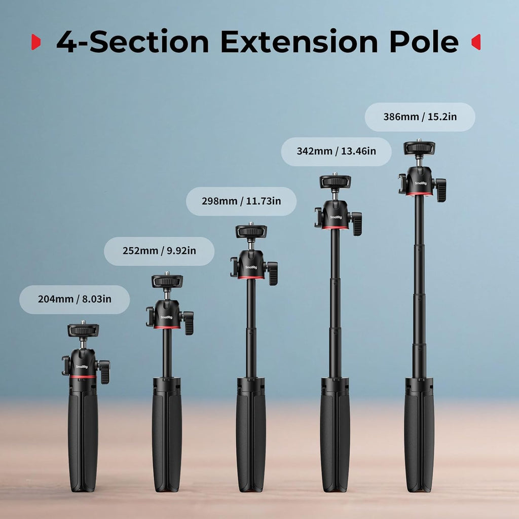 SMALLRIG Small Camera Tripod Selfie Stick, Extendable 8"-15" Mini Tripod
