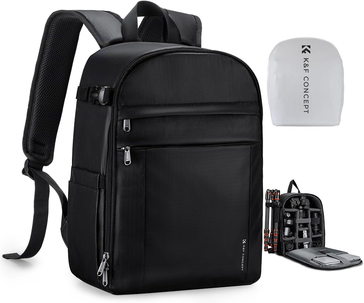 K&F CONCEPT Camera Backpack, Lightweight Camera Bag with Tripod Holder