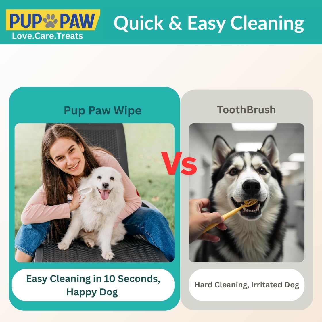 Vet Recommended Dog & Cat Dental Wipes - Freshens Breath - Easy Daily Oral Care - Dog Tooth Brushing Kit - Dental Finger Wipes for Pets - 50 Count