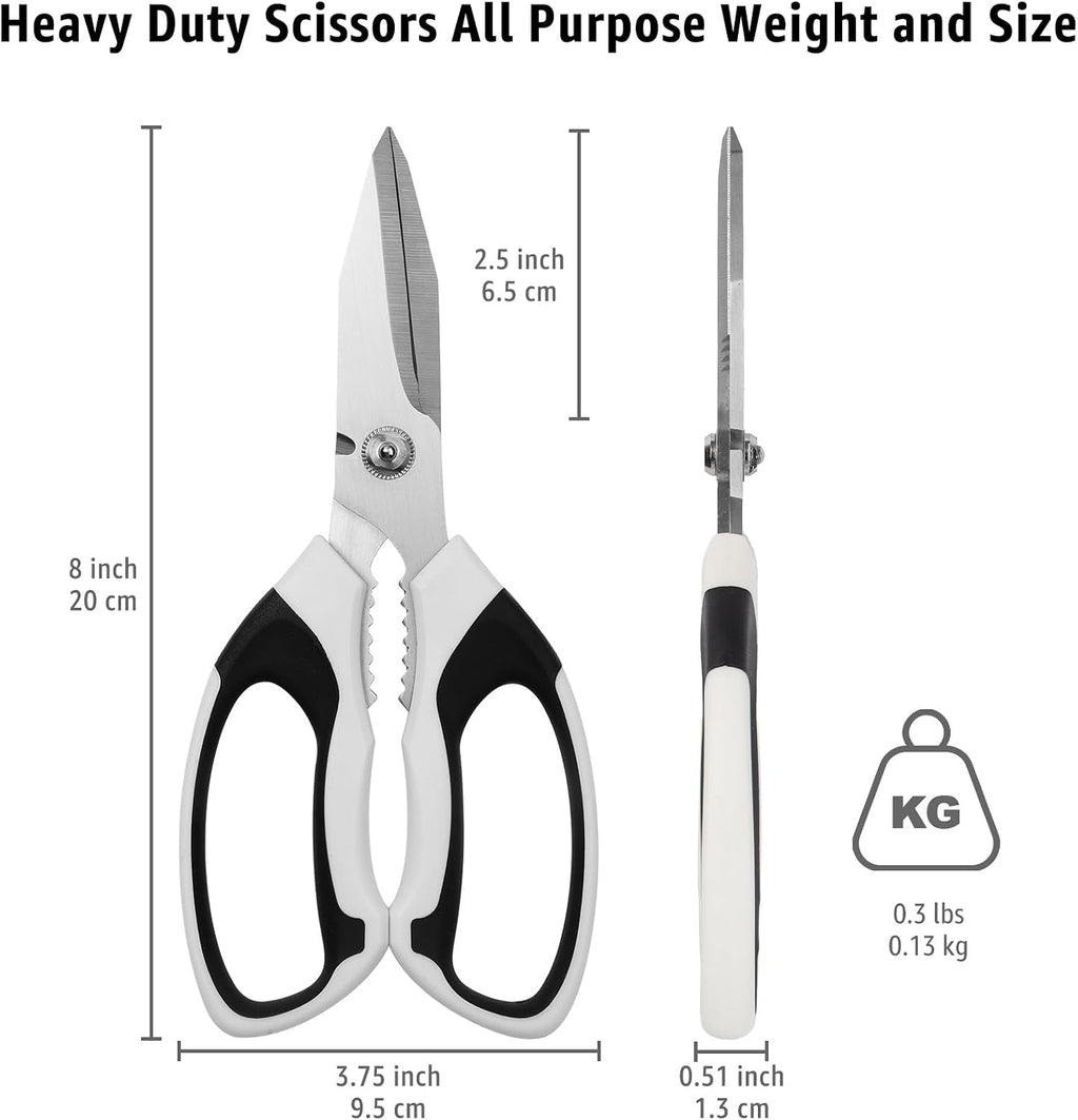 BoFuYuan Utility Scissors All Purpose heavy duty 8-Inch White