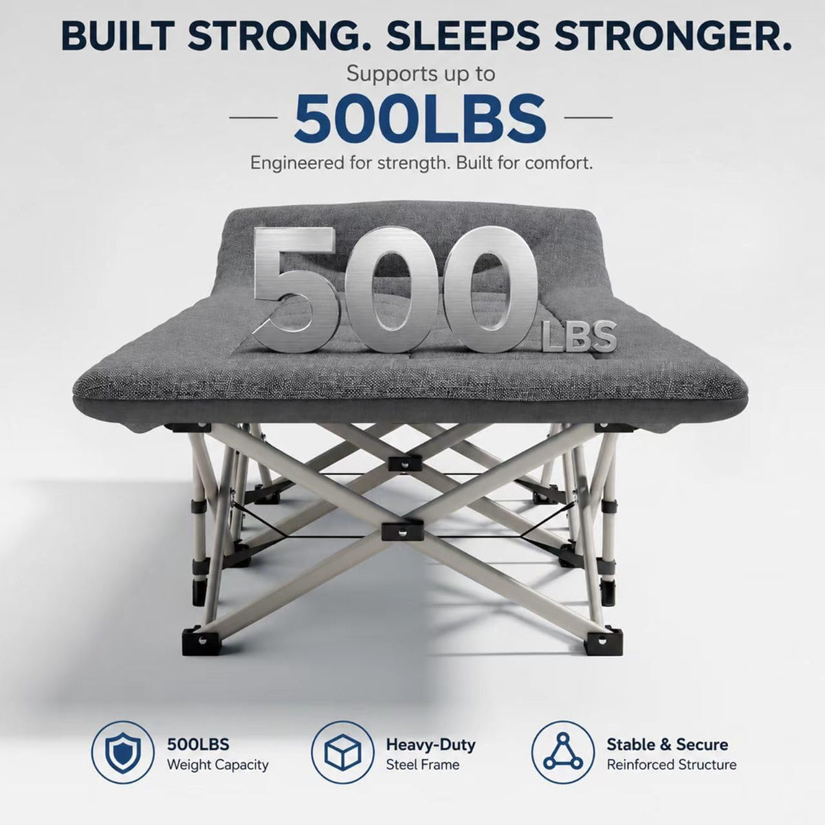 10-Leg Heavy Duty Camping Cot for Adults with Mattress
