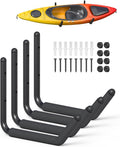 Heavy Duty Kayak Storage Rack with EVA Foam & Rubber Bushing, Wall Mount Kayak Hangers Large Hooks for Garage Hanger Canoe, Surfboard, Skiboard, Snowboard, Paddle Board, Ladders, Bike