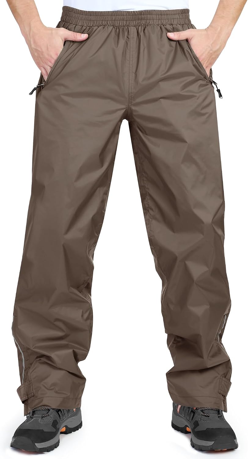 33,000ft Men's Rain Pants, Waterproof Rain Over Pants, Windproof Pants