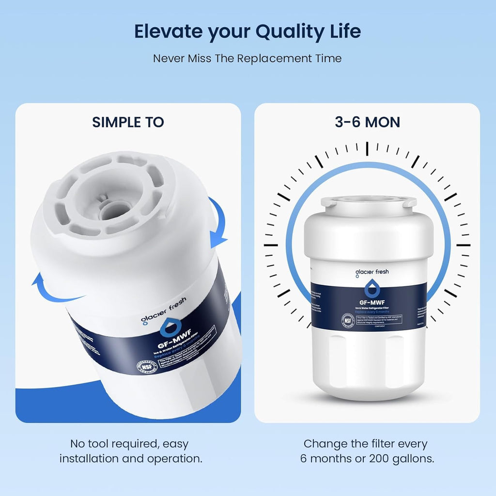GLACIER FRESH MWF Refrigerator Water Filter Compatible with GE, 1-Pack