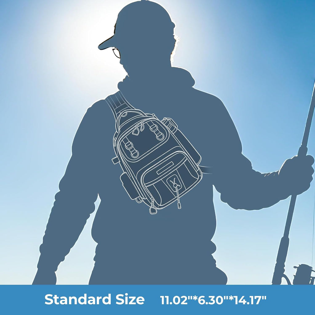 KastKing BaitSpace Fishing Sling Bag, Fishing Backpack with Rod Holder