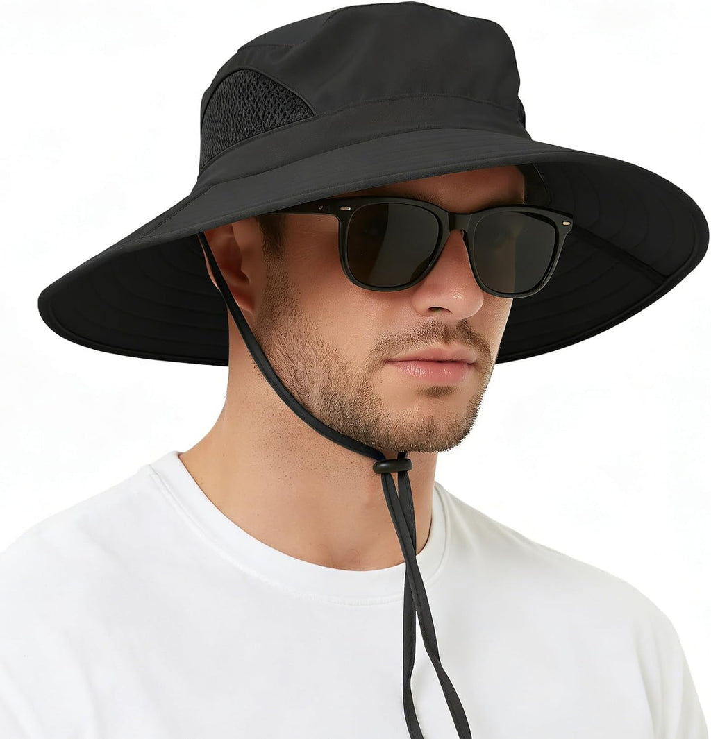 Wide Brim Sun Bucket Hat, Waterproof Boonie Hat for Men & Women