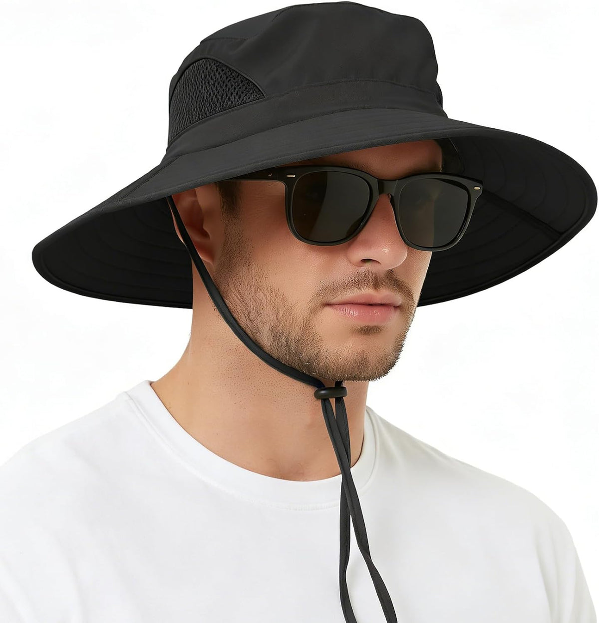 Wide Brim Sun Bucket Hat, Waterproof Boonie Hat for Men & Women