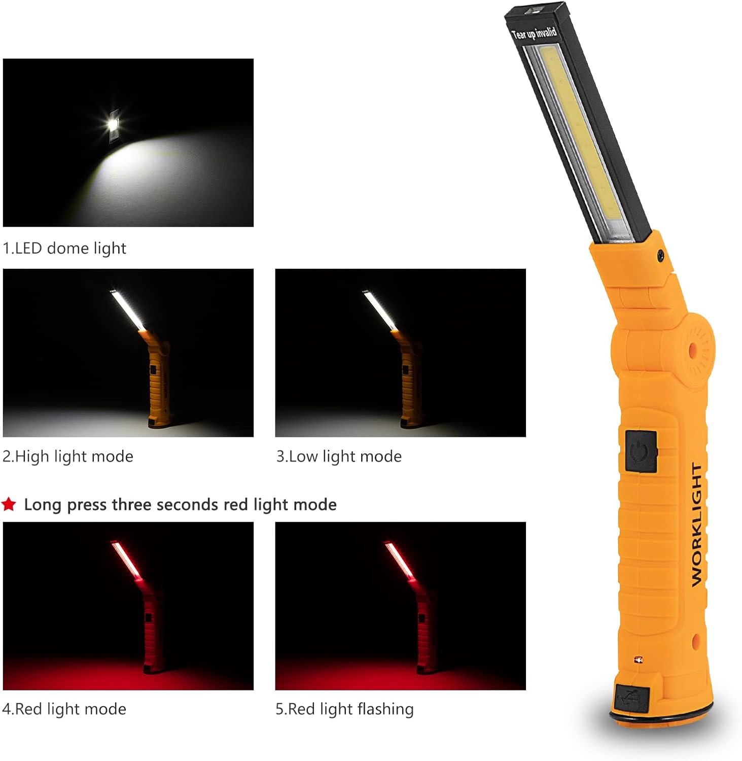 Lmaytech Tool Gifts for Men,Rechargeable LED Work Lights 2-Pack, Magnetic Base, Christmas Gifts for Him, Dad, Handyman - 5 Lighting Modes for Car Repair, Grill, Outdoor Use