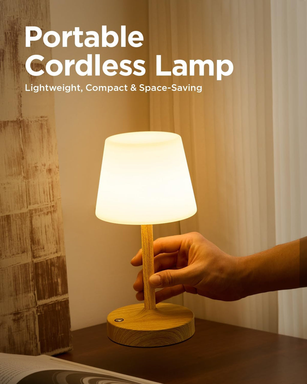 IP65 Waterproof Rechargeable Shower Lamp, Cordless Bathroom Touch Lamps