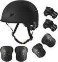 Skateboard Bike Helmet for Adults Adjustable Knee Elbow Pads Wrist Guards Protective Gear Helmets Set Teens for Bicycle Cycling Skate Scooter Bicycle Helmet