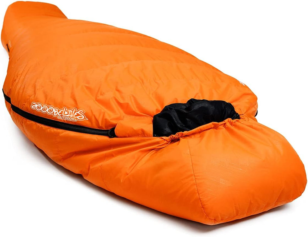 ZOOOBELIVES 10 Degree Down Sleeping Bag for Adults, 4-Season Cold-Weather Mummy Bag, Roomy Fit, 550+ Fill Power Warmth, Lightweight & Compressible for Car Camping, Backpacking & Hunting - AlpliveD1500