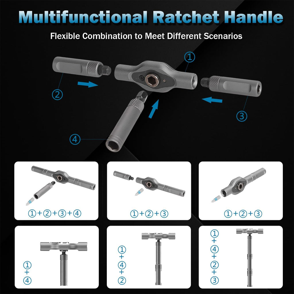 24 in 1 Magnetic Ratchet Screwdriver Set with T-Handle for Home Repair