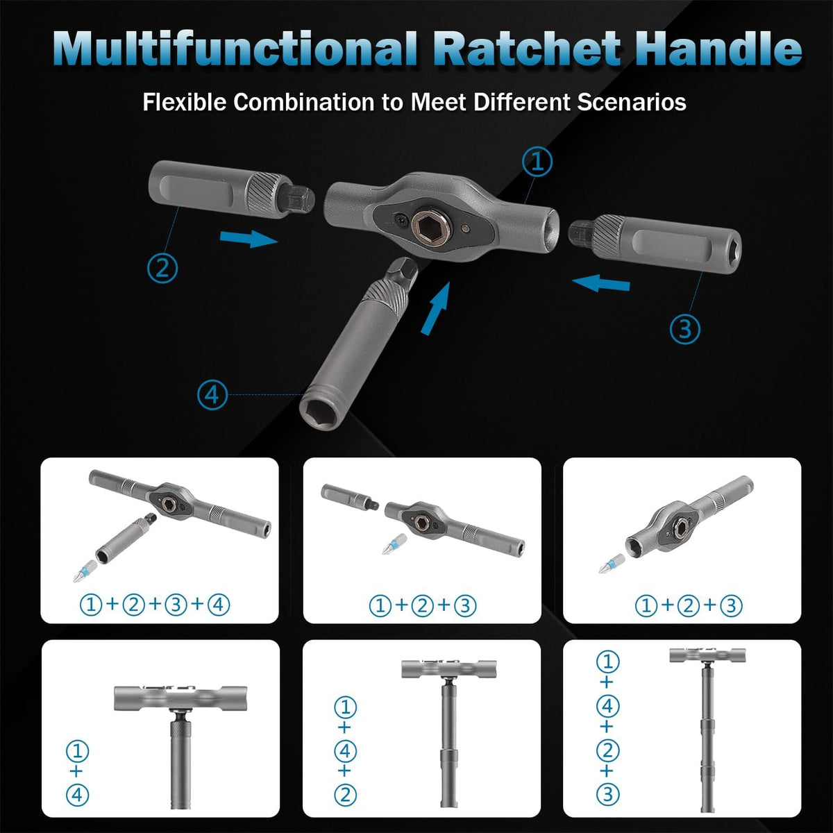 24 in 1 Magnetic Ratchet Screwdriver Set with T-Handle for Home Repair