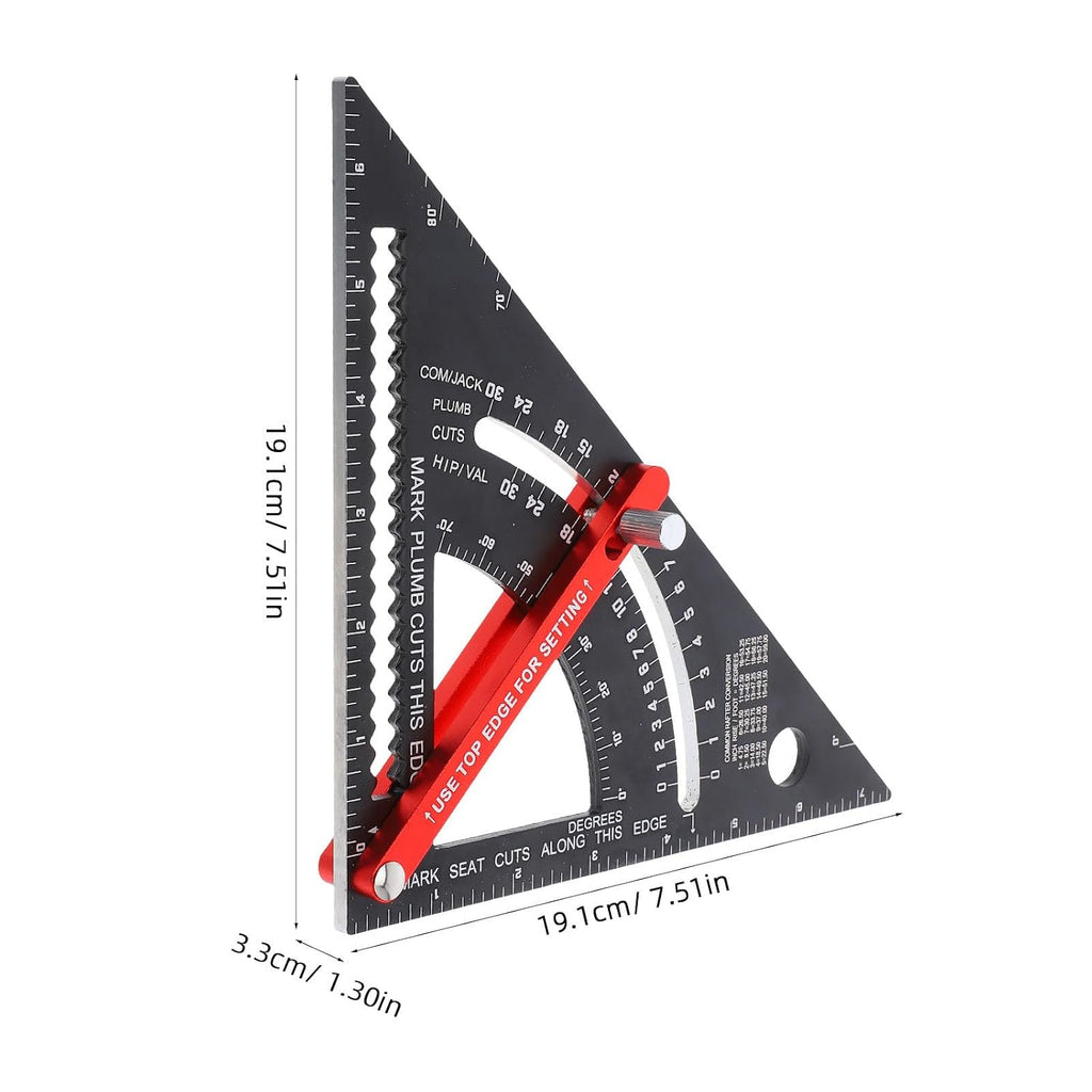 VALICLUD Adjustable Woodworking Ruler Aluminum Alloy Multifunctional Carpenter Triangular Measuring Tool with Precision Angle Scale for Accurate Measuring and Layout