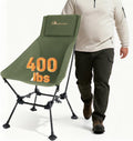 MOON LENCE Oversized High Back Camping Chair for Adults, Height Adjustable Folding Camp Chair | 400 lbs Capacity & 5.4 lbs Weight, Hidden Pillow Pocket Wide Seat for Camping Fishing Overlanding, Green