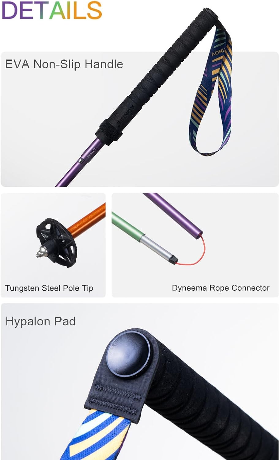 AONIJIE Trail Running Poles Collapsible Hiking Poles for Travel Backpacking