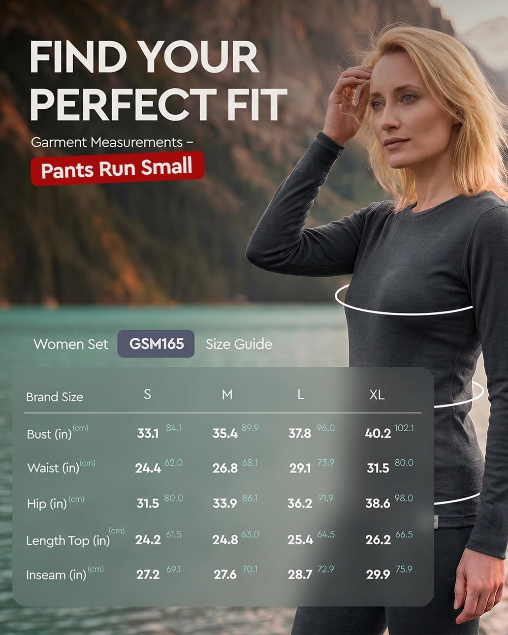 100% Merino Wool Base Layer Set Women - Thermal Underwear Long Johns PJs