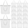 Silkfly 20 Pcs Canvas Tote Bags Bulk 16.5x13.4'' Blank Cotton Canvas Bag with Zipper Handles Reusable Plain Grocery Makeup Handbag for DIY(White)