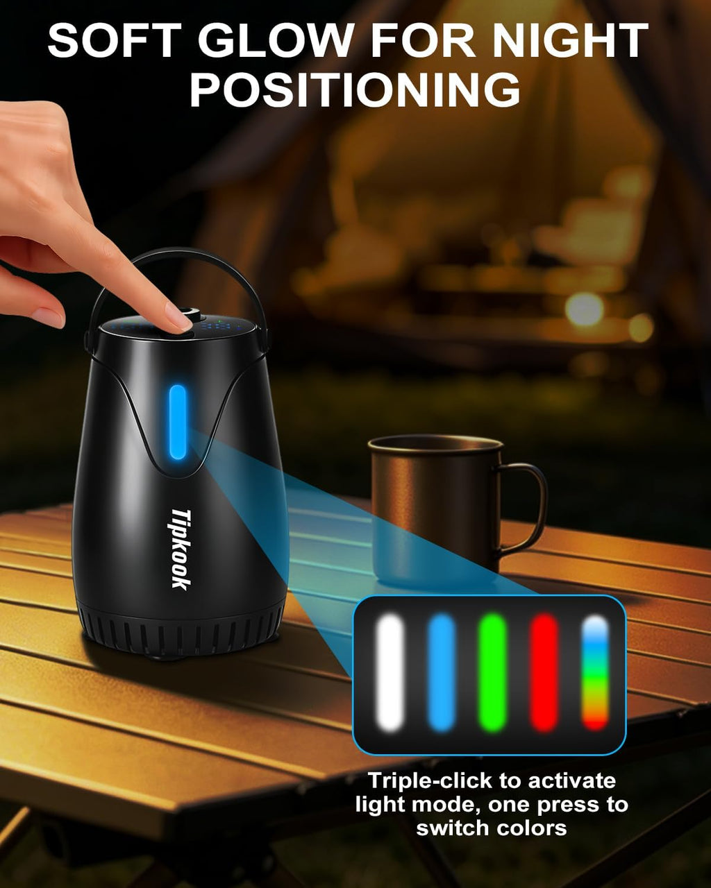 Portable Camping Shower Pump with Night Light Mode