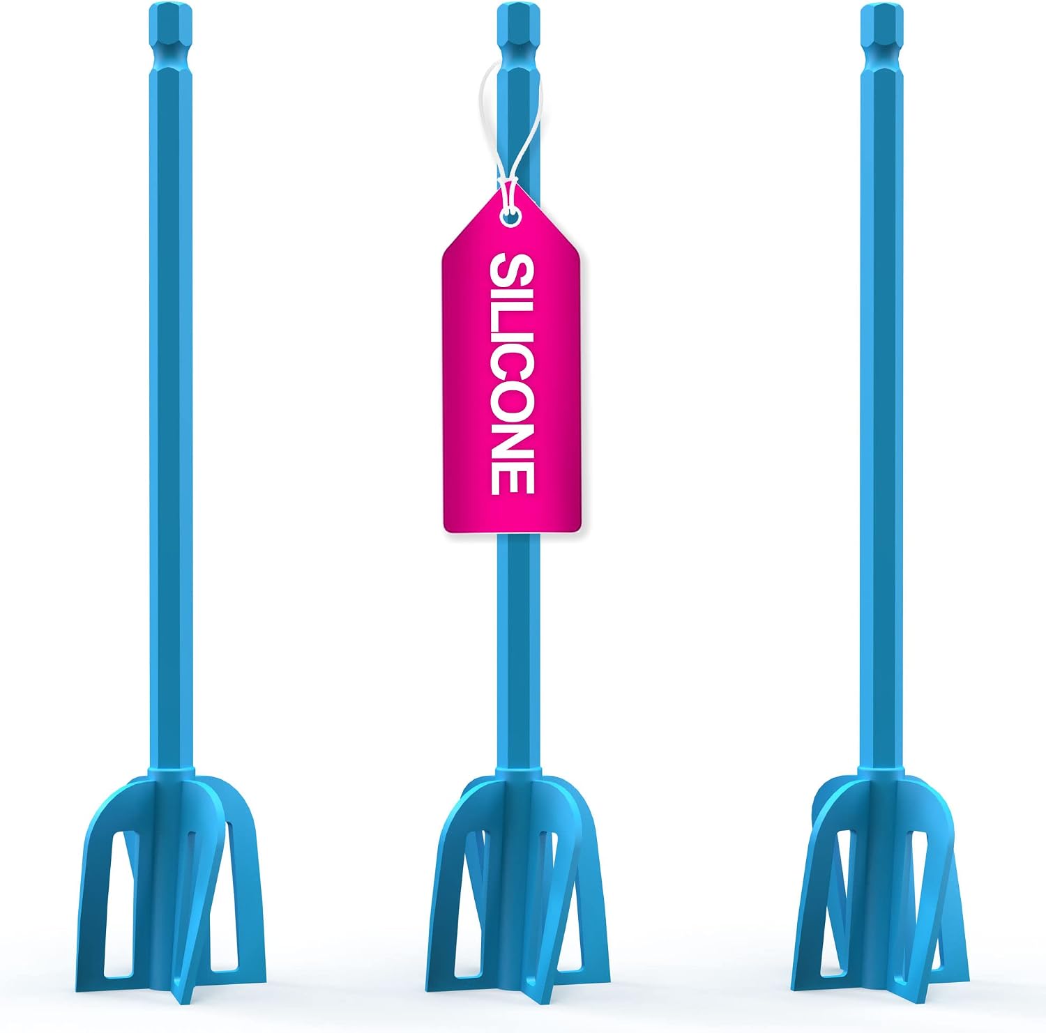 Epoxy Resin Mixer Silicone Paddles - 6 Reusable Pixiss Multipurpose Bidirectional Paint Stirrer for Drill Epoxy & Paint Mixer Drill Attachment - Paint Stirrers Epoxy Stirrer - Paint Mixer for Drill