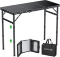 GARLLEN Folding Camping Table 34.2" Lx15.7 W, 3 Adjustable Height Max 27.5"