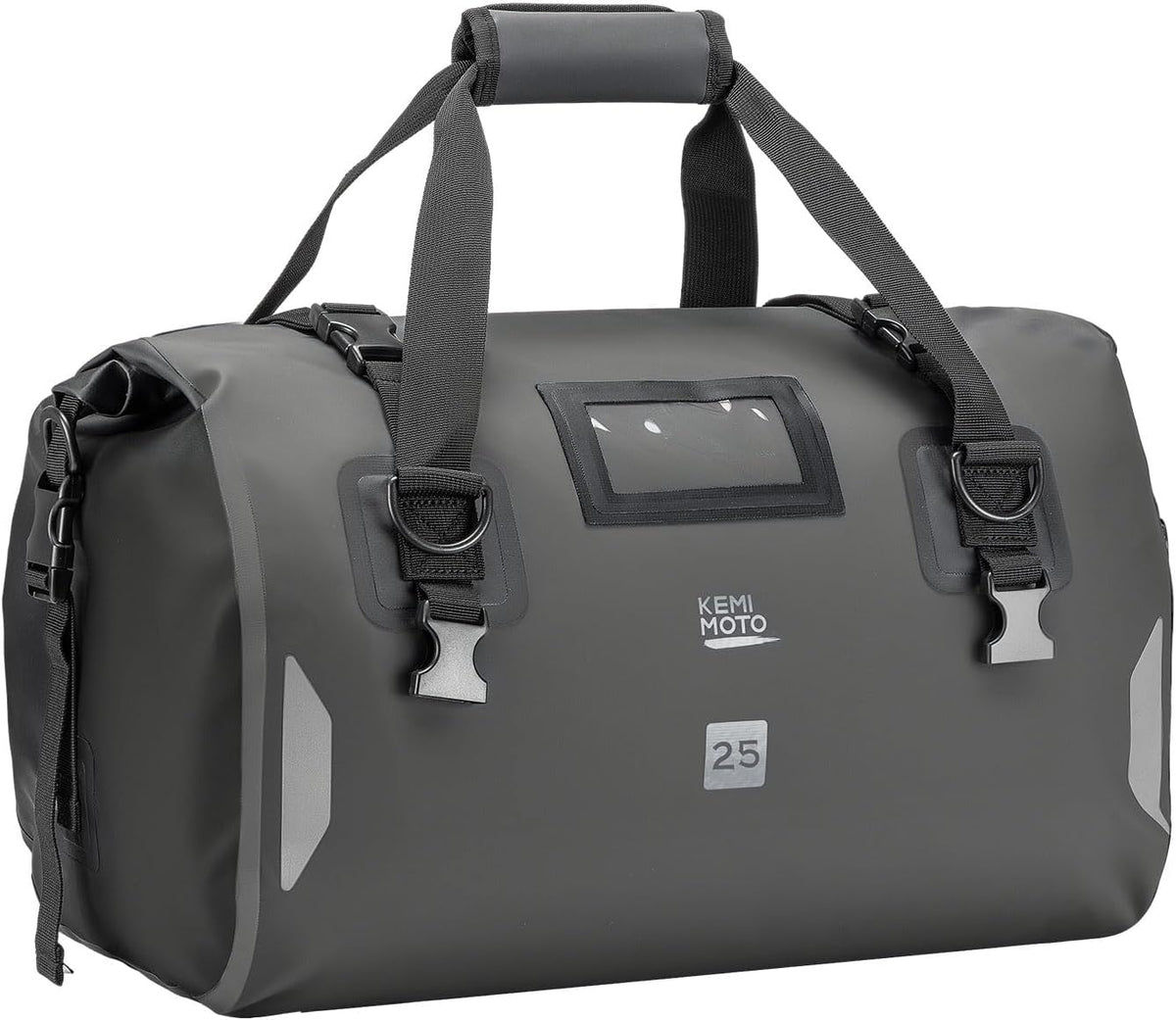 KEMIMOTO Waterproof Motorcycle Dry Bag – Duffle Tail Bag Soft Luggage, 25L/40L/65L Large Capacity with 4 Quick-Release Straps, Dustproof for Touring, Adventure, Motorcycling & Camping Grey