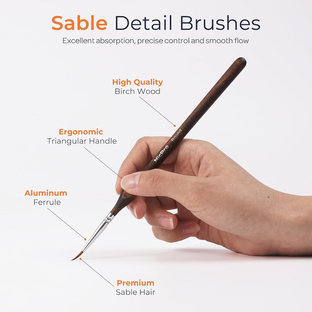 Nicpro 16 PCS Kolinsky Sable Miniature Paint Brushes Dry Brush