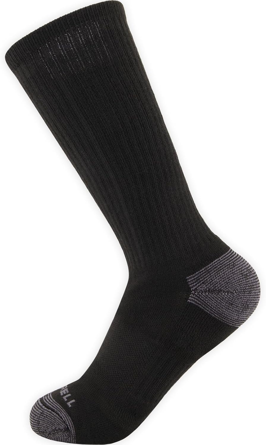 Merrell Unisex Eco Cushioned Crew Socks, Recycled Sustainable Hiker With Targeted Cushion