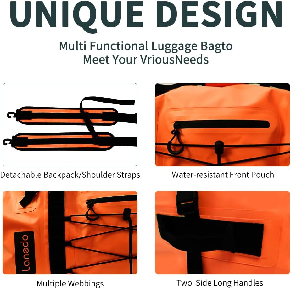 80L Dry Bag Large Waterproof Bag Roll-Top Heavy Duty Fishing Duffel Bag with Durable Straps & Handles for Kayaking Paddle boarding Boating Rafting Fishing