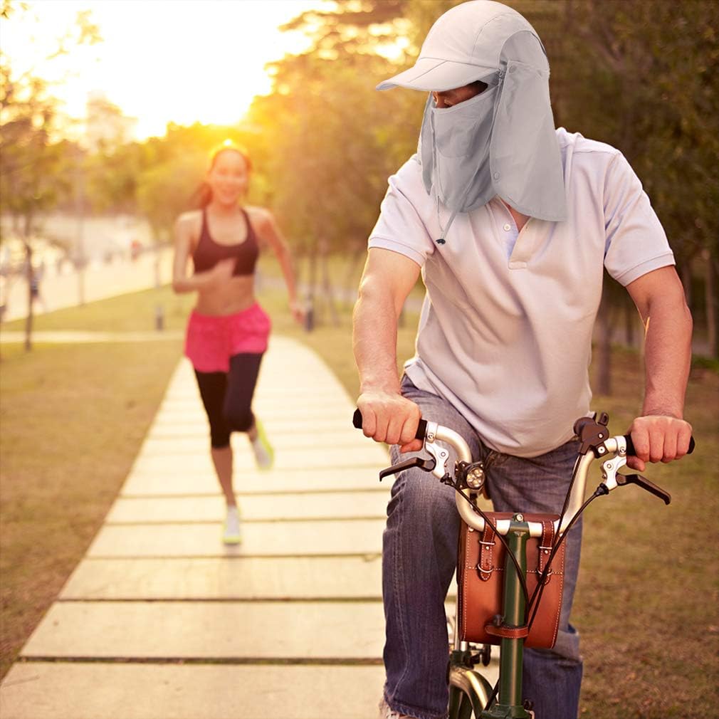 CRISTGEE Foldable Sun Cap, Fishing Hats, UPF 50+ Protection Caps with Face Mask Neck Flap
