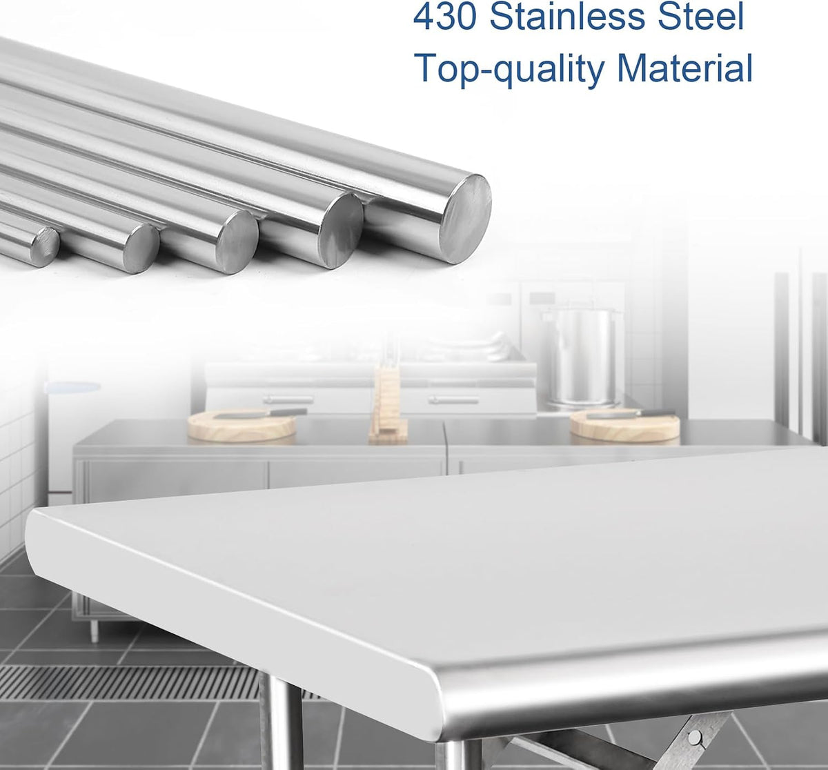 HARDURA Folding Stainless Steel Prep Table 24X48 Inches with Legs