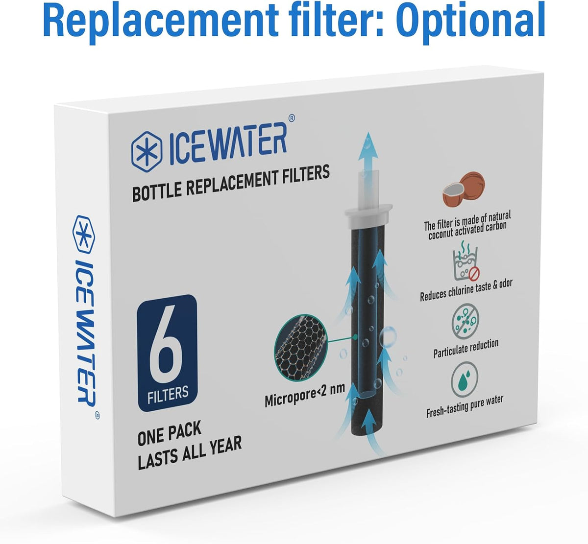 ICEWATER 24 oz Versatile Water Bottle, Regular & Filtered Straw with Filter